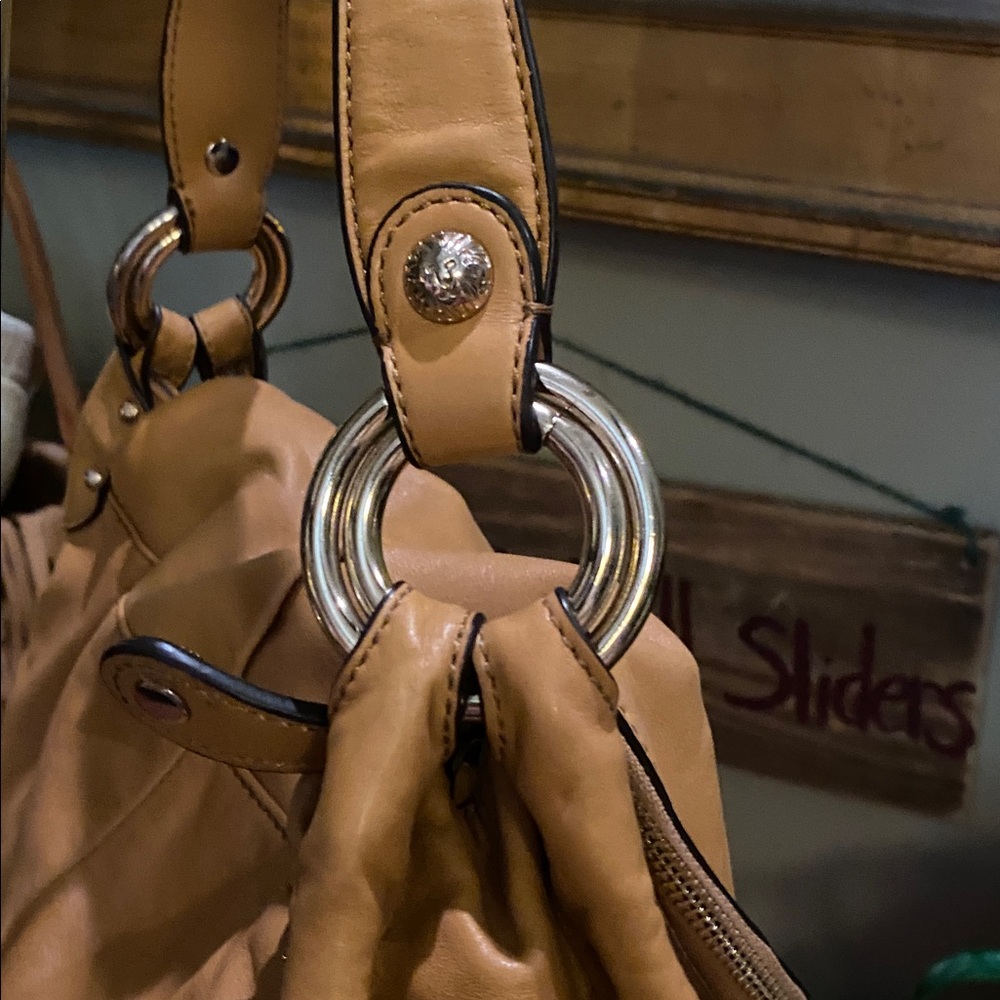 Anne Klein Designer Soft Leather Hobo Shoulder Handbag in a camel shade. - Picture 5 of 12